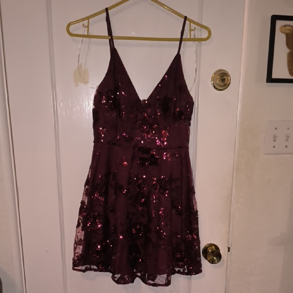 Lulu's | Deep Red Sequin Mini Dress